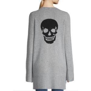 Skull Cashmere Gray Cashmere Skull-Back Cardigan